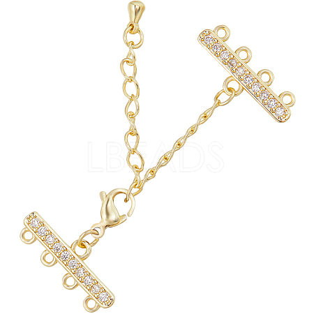 Beebeecraft 2 Sets Brass Micro Pave Clear Cubic Zirconia Chain Extender KK-BBC0012-49-1