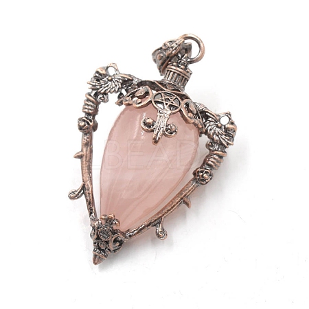 Natural Rose Quartz Point Pendulum Pendants PW-WG89713-02-1