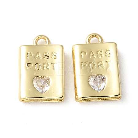 Rack Plating Brass Micro Pave Cubic Zirconia Pendants KK-P290-55G-1