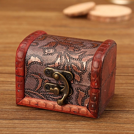 Retro Engraved Wood Jewelry Storage Treasure Boxs with Clasps PW-WG63114-01-1