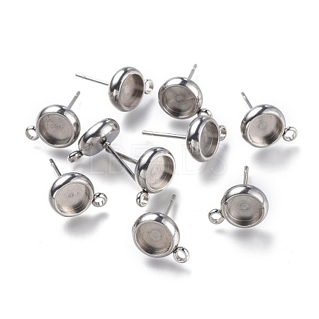 Non-Tarnish 304 Stainless Steel Stud Earring Settings STAS-I161-01B-P-1