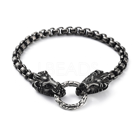 304 Stainless Steel Lion Head Chains Bracelets for Men & Women BJEW-D031-27B-1