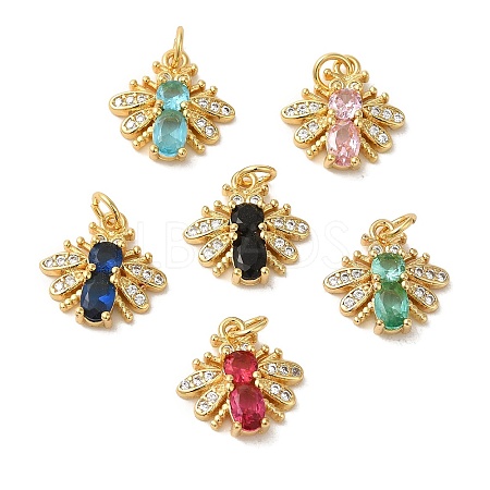 Brass Micro Pave Cubic Zirconia Pendants KK-R162-045G-1