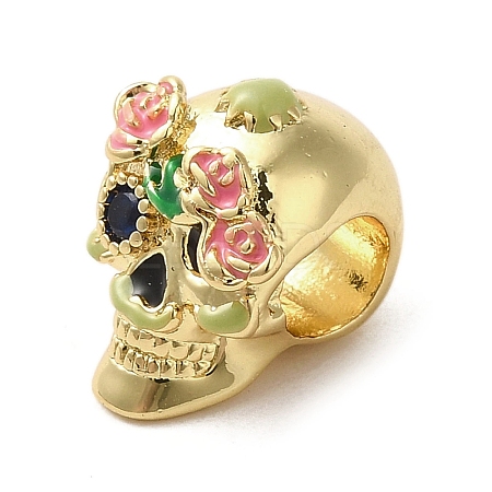 Brass Rhinestone European Beads LS-KK-A203-03G-1