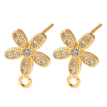 Brass Rhinestone Stud Earring Findings RB-CBA7264-01G-1