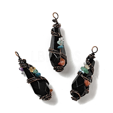 Natural Obsidian Pointed Big Pendants G-G860-03R-03-1