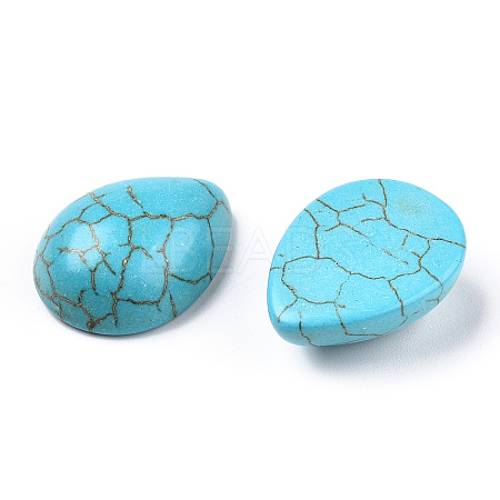 Craft Findings Dyed Synthetic Turquoise Gemstone Flat Back Teardrop Cabochons TURQ-S270-12x16mm-01-1