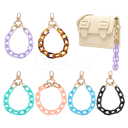CHGCRAFT 6Pcs 6 Colors Opaque Acrylic Cable Chain Wristlet Straps HJEW-CA0001-33-1