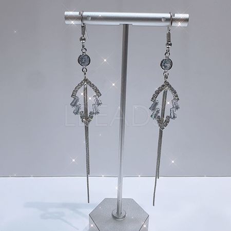 Exaggerated Clear Cubic Zirconia Tassel Dangle Earrings RO8227-1-1