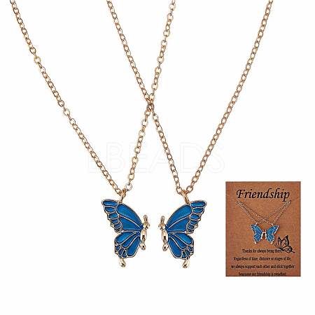 2Pcs Matching Butterfly Pendant Necklaces Set JN1033B-1