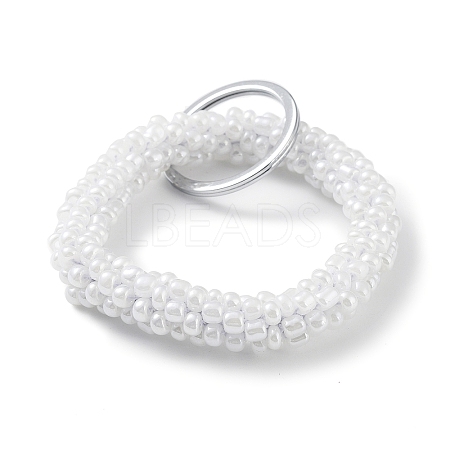 Glass Beaded Bracelet Wrist Keychain AJEW-Z018-01H-1