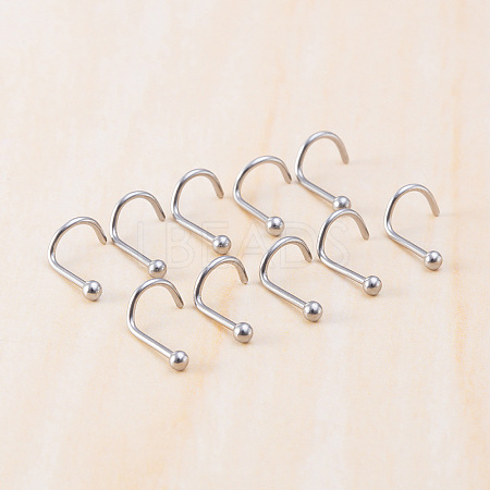 5Pcs 316L Surgical Stainless Steel Round Ball Fishtail Nose Rings WGE39F7-01-1