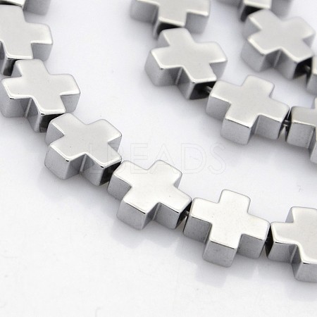 Grade A Electroplate Non-magnetic Synthetic Hematite Cross Beads Strands G-P061-77B-10x10mm-1