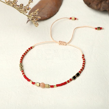 Bohemian Style Handmade Braided Friendship Bracelet with Semi-Precious Beads for Women ST9557217-1