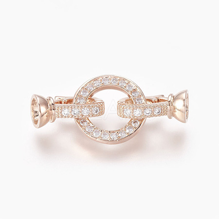 Brass Micro Pave Cubic Zirconia Fold Over Clasps KK-P164-14RG-1