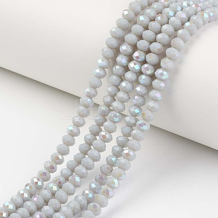 Electroplate Opaque Solid Color Glass Beads Strands EGLA-A034-P6mm-L16-1