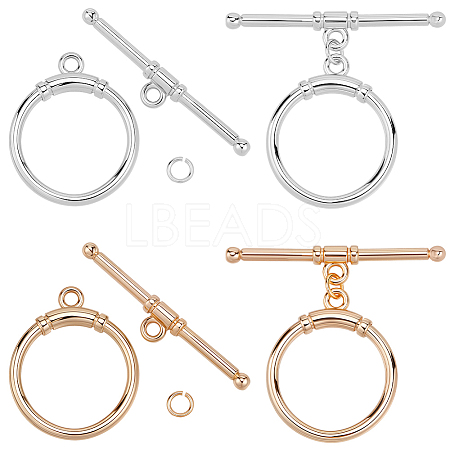 10Pcs 2 Colors Brass Toggle Clasps KK-BBC0021-22A-1