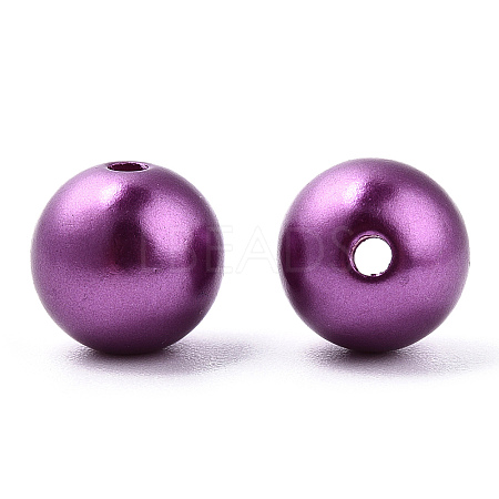 Spray Painted ABS Plastic Imitation Pearl Beads OACR-T015-05B-11-1