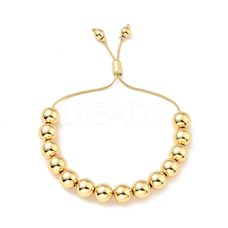 Rack Plating Brass Round Beaded Slider Bracelet for Women BJEW-B066-01A-03-1