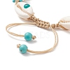 Natural Shell Evil Eye & Synthetic Turquoise Starfish Braided Bead Bracelet BJEW-TA00195-6