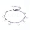 Star 304 Stainless Steel Charm Bracelets X-BJEW-JB05219-1