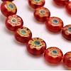 Handmade Millefiori Glass Flat Round Bead Strands LK-P011-02-3