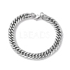 Tarnish Resistant 201 Stainless Steel Curb Chain Bracelet with 304 Stainless Steel Clasps for Men Women BJEW-M235-02E-P-1