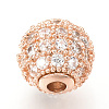 Brass Micro Pave Cubic Zirconia Beads LS-ZIRC-Q013-10mm-142RG-1