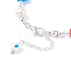 Handmade Millefiori Glass & Natural Pearl Beaded Bracelet BJEW-TA00053-5