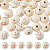 40Pcs Printed Wood European Beads WOOD-DC0001-11-1
