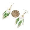 304 Stainless Steel Glass Seed Beads Arrow Dangle Earrings EJEW-MZ00554-03-4