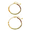 Natural Unakite & Quartz Crystal & Chinese Southern Jade & Yellow Aventurine & Sesame Jasper & Brass Beaded Anklets AJEW-AN00879-3