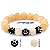 Natural Yellow Jade Round Beaded Stretch Bracelet BJEW-SW00077-01-7