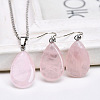 Teardrop Natural Rose Quartz Pendant Necklaces & Dangle Earrings Sets FS-WGAC060-01-1