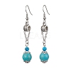 Synthetic Blue Turquoise Dangle Earrings EJEW-JE05621-02-1