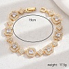 Brass Pave Clear Cubic Zirconia Octagon Link Bracelets for Women AJ3162-1-1