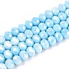 Anti-Tarnish Electroplate Rondelle Glass Beads Strands EGLA-T021-8mm-17-03-1