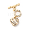Brass Micro Pave Clear Cubic Zirconia Toggle Clasps KK-F860-59G-3