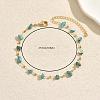 Beach Natural Turquoise Chip Beads Brass Anklets for Women GS4287-1-1
