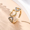 Brass Micro Pave Clear Cubic Zirconia Cuff Finger Rings for Women RJEW-C116-09G-2