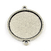 Tibetan Style Alloy Flat Round Cabochon Connector Settings TIBE-Q038-001D-AS-RS-1