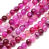 Dyed Natural Agate Faceted Round Beads Strands G-E267-22-1