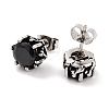 Round 316 Surgical Stainless Steel Pave Black Cubic Zirconia Stud Earrings for Women Men EJEW-Z050-11AS-2