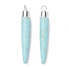 Natural Gemstone Brass Pointed Pendants G-B025-02P-3