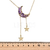 Natural Amethyst Chip Beads Moon Pendant Brass Cable Chain Necklaces for Women NJEW-TA00257-01-4