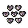 Flower Printed Opaque Acrylic Heart Beads SACR-S305-28-K03-1