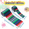 2Rolls 2 Styles Stripe Pattern Printed Polyester Grosgrain Ribbon OCOR-TA0001-37L-3