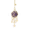 Natural Amethyst with Rack Plating Brass Pendants Decorations AJEW-B023-01G-05-2