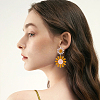 4 Pairs 4 Colors Acrylic Sunflower Dangle Stud Earrings EJEW-AN0002-99-3