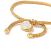 Crystal Rhinestone Heart Charm Slider Bracelet with Round Mesh Chain for Women BJEW-C013-05G-3